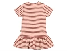 Rød og råhvid stribet sommerkjole fra Petit Piao PP309 light berry dark off white bagfra